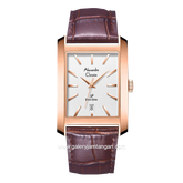Alexandre Christie AC 1037 MD Brown Rosegold Dial White Leather Strap